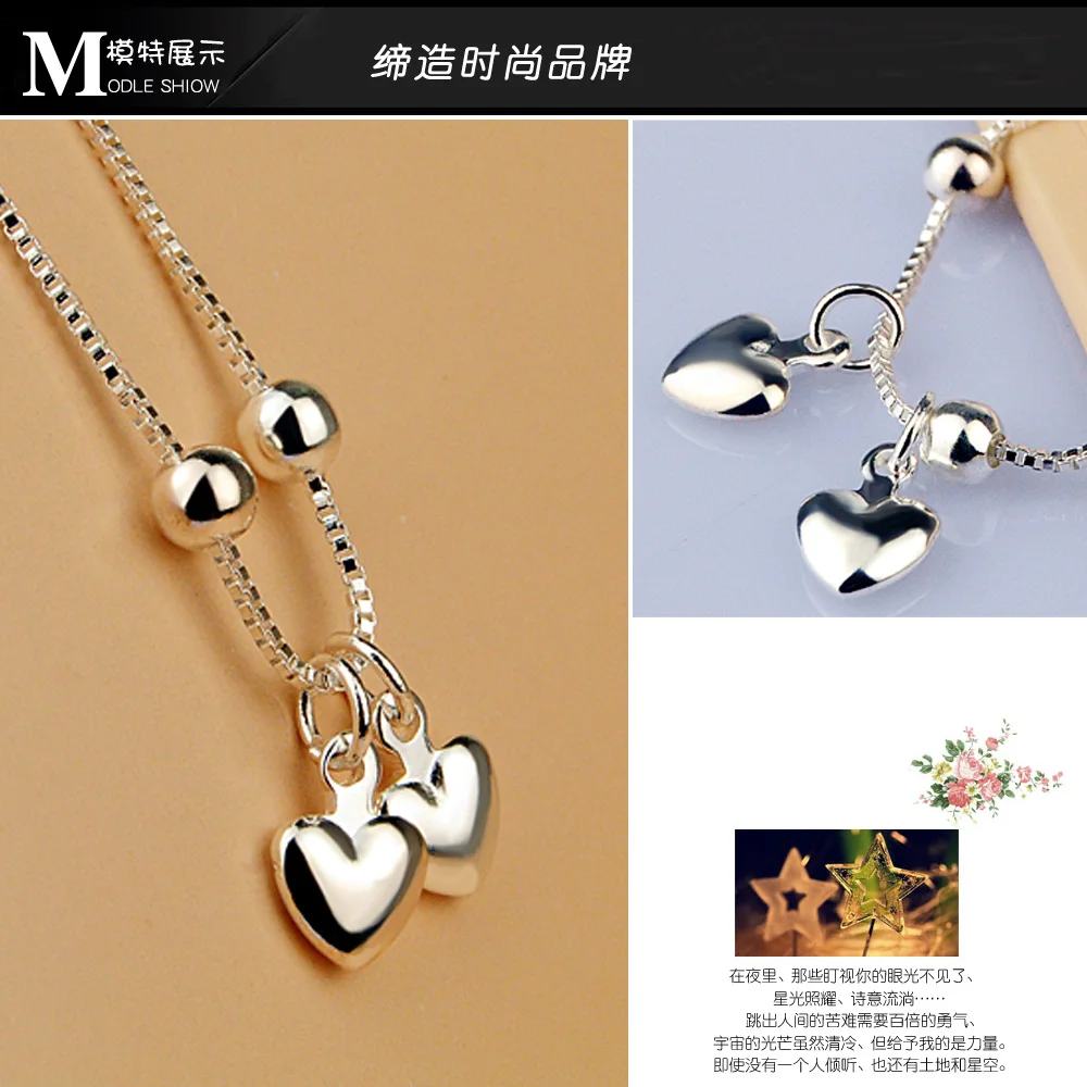 Браслеты на ногу женские из стерлингового серебра 925 пробы анклет в форме сердца