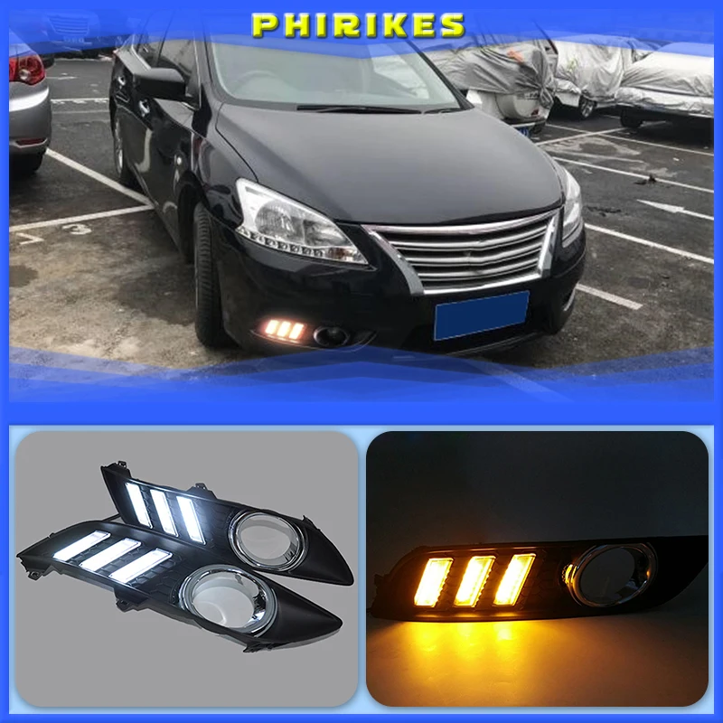 

Car 1 Set drl For Nissan Sylphy sentra 2013 2014 2015 LED DRL Daytime Running Lights Daylight Fog light cover headlamp