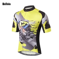 2021 wulitoto outdoor mountain bike sport yellow short sleeve quick dry cycling jersey for men