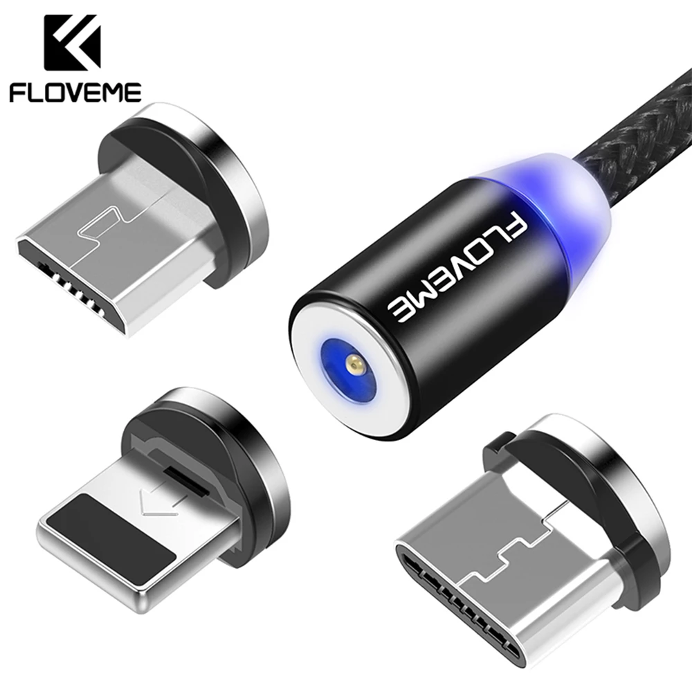 FLOVEME магнитная зарядка магнитный кабель Магнитный зарядный кабель Micro usb type C Lighting Cable 2A Быстрая зарядка USBC/type-C провод для зарядки iPhone samsung кабель зарядка для айфона шнур для зарядки телефона