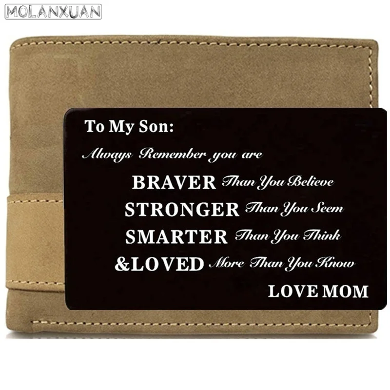 

Rectangular metal lettering encourages discourse wallet clip card to son birthday gift / Christmas gift for son souvenir card