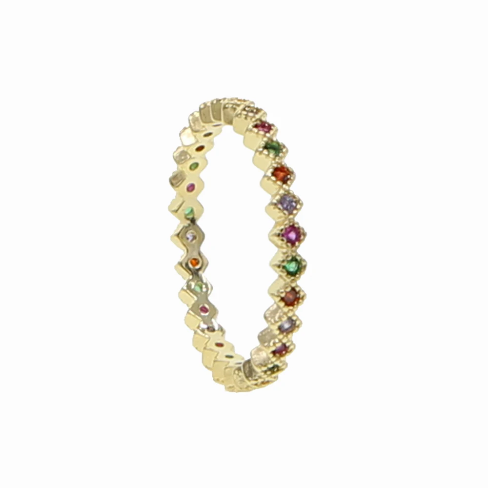 2020 hot fashion gold color simple cz band ring Midi Minimal paved mix colord delicate Top quality cute elegant girls jewelry | Украшения и
