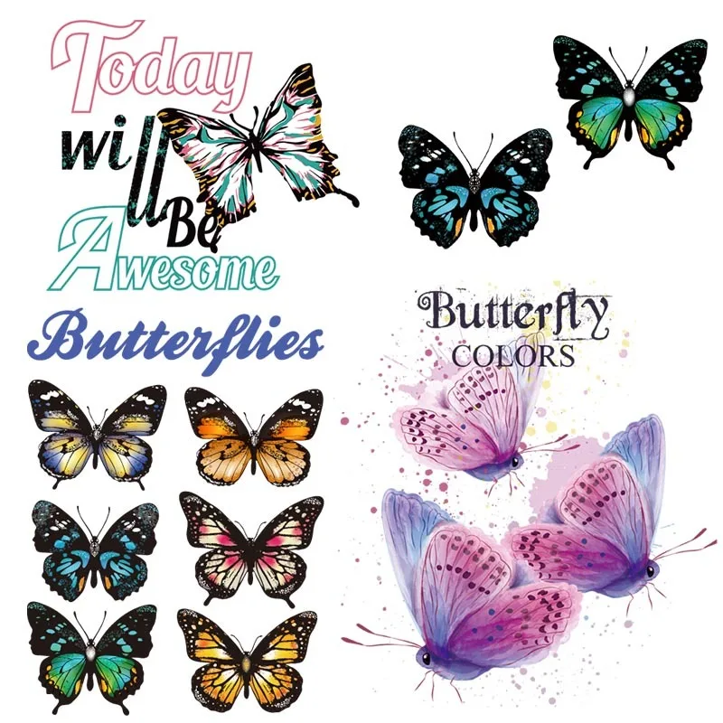 Разноцветные нашивки-бабочки с надписью LLetter, легко использовать для детской одежды, декоративные наклейки, «сделай сам», термопереводные моющиеся патчи