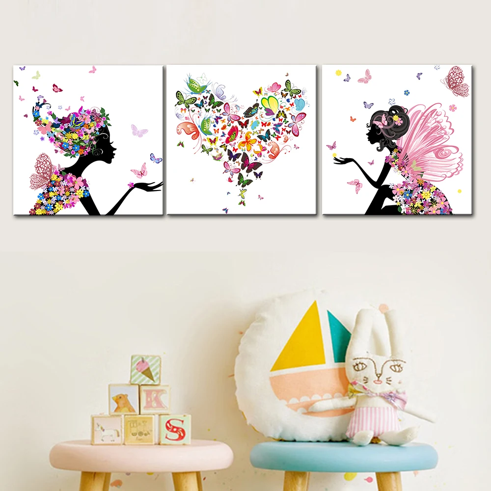 Милый плакат с изображением цветов эльфа танцевальной девочки мультяшная