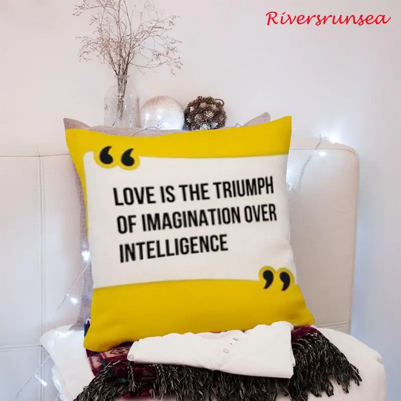 Modern Style Minimalist Decor Yellow Cushion Simple English Letter Famous Saying Sofa Throw Pillows For Office Nap Chair Pad | Дом и сад