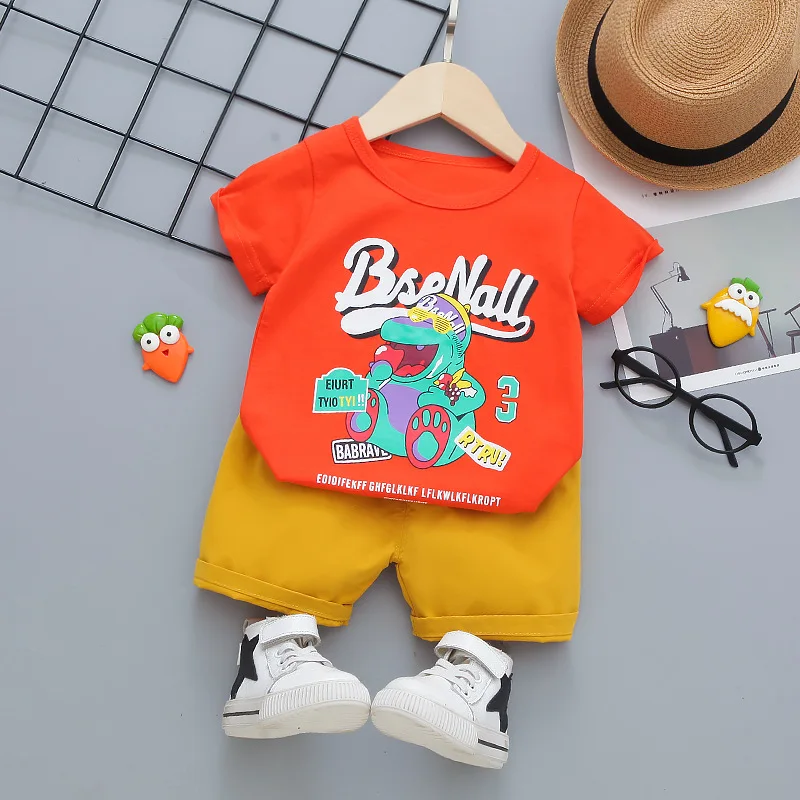 

Комплект летней одежды для мальчиков; Модная хлопковая футболка + шорты; Комплект детской пляжной одежды из 2 предметов для мальчиков; Детск...