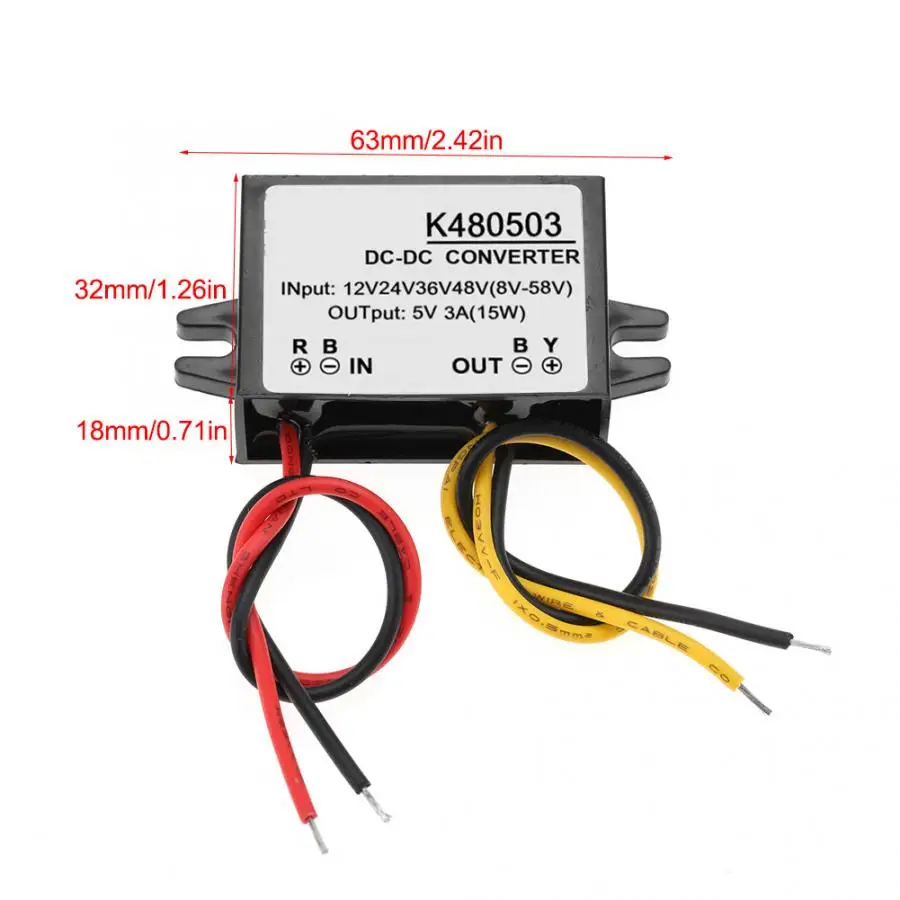 DC 12V/24V/36V/48V to 5V 3A понижающий преобразователь модуль питания постоянного