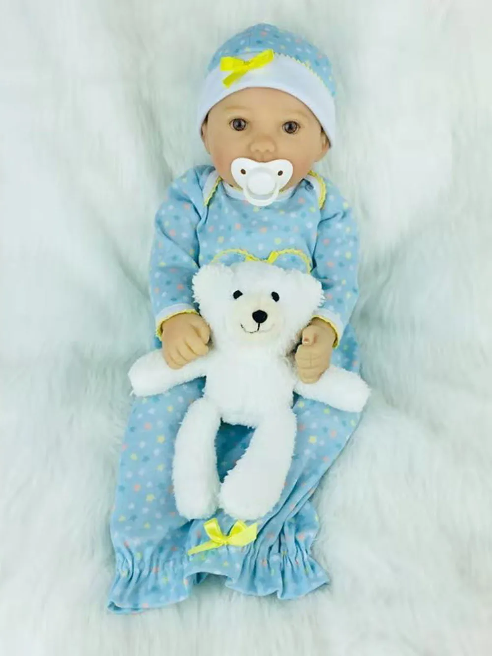 bear(white) Кукла Avani 'Diana' 45 см, силиконовая виниловая кукла для новорожденных, куклы ручной работы, реалистичные куклы для новорожденных, реалистичные куклы для новорожденных - Цвет: bear(white)
