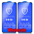 Оптовая продажа, 10D закаленное стекло с полным покрытием, 9H Защитная пленка для экрана iPhone 13 Pro Max 12 Mini 11 XS XR X 8 7 6 Plus SE