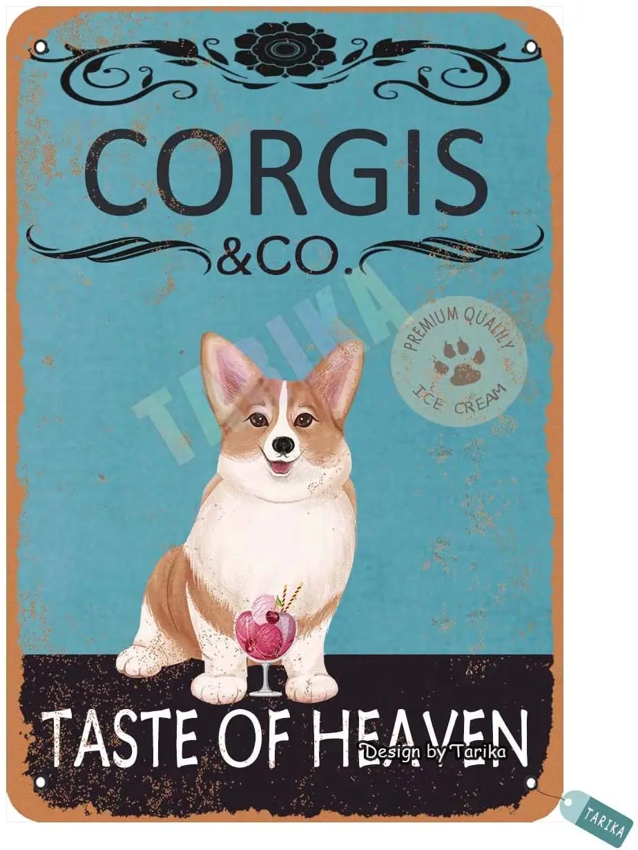 Keely Corgis собака мороженое компания металлический винтажный жестяной знак
