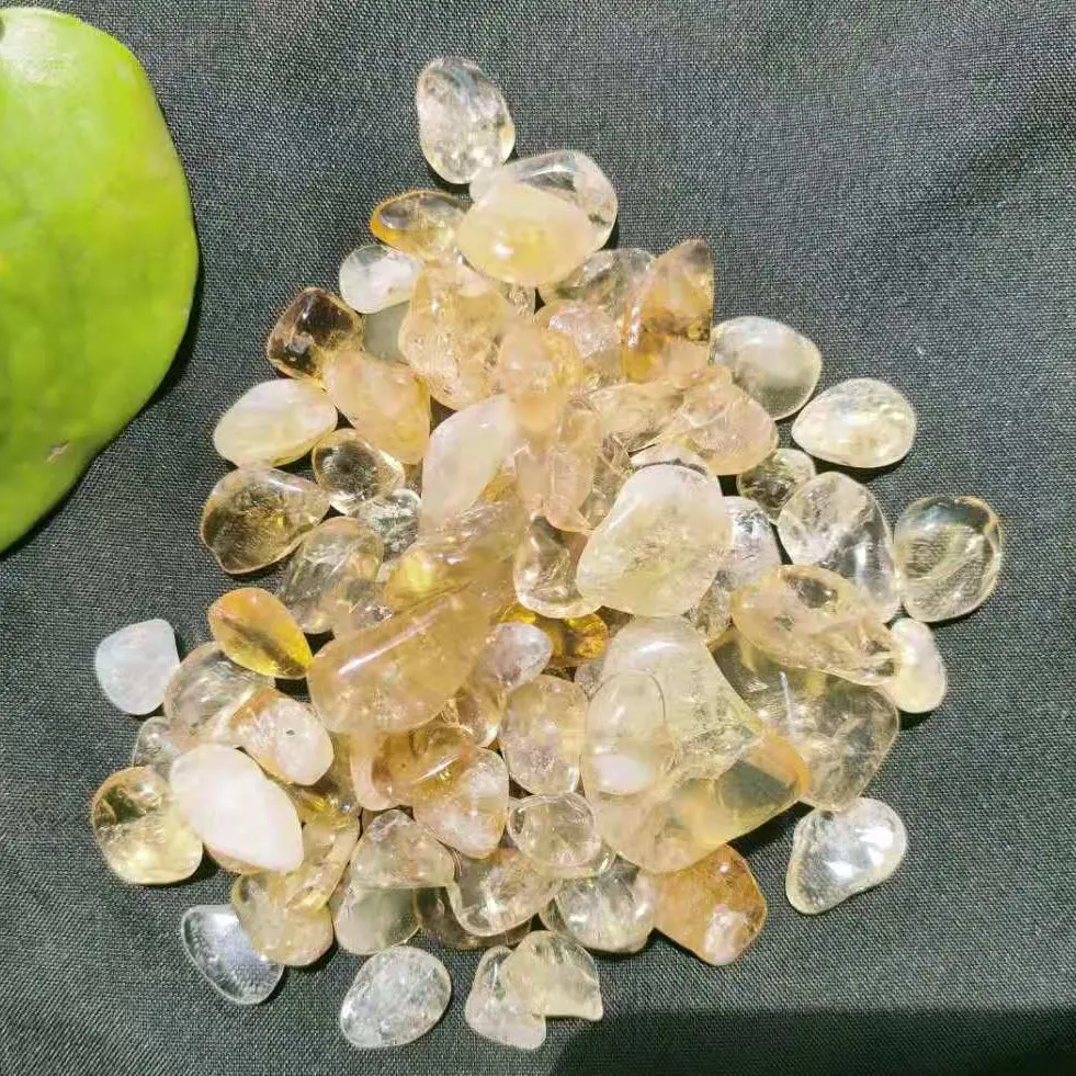 

100g Natural Yellow Crystal Natural Quartz Vase Green Aquarium Decoration Energy Healing Stone