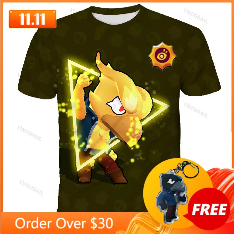 

Cartoon Tshirt Tops Teen Clothes Shoot Kids T-shirts Browlers 3D Print T-shirt Boys Girls Cute Shirts