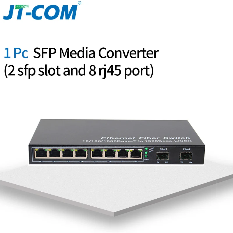 10-портовый гигабитный коммутатор SFP Медиаконвертер 1000M 2 оптоволоконных порта SFP и 2/4/8 сетевых портов RJ45 Волоконно-оптические коммутаторы SFP включают оптоволоконные модули SFP - Цвет: 2G8E