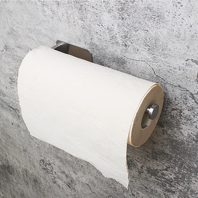 

Roll Paper Self Adhesive Wall Mount Toilet Paper Holder Stainless Steel Bathroom Tissue Towel Accessories Rack Holders