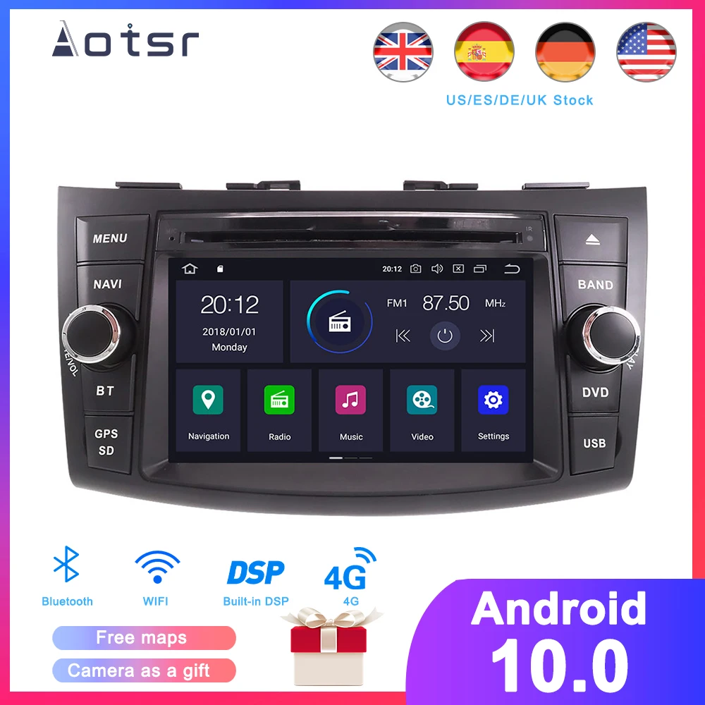 DSP Android 10 0 автомобильный gps навигация dvd плеер для Suzuki Swift 2011 2016 авто стерео радио