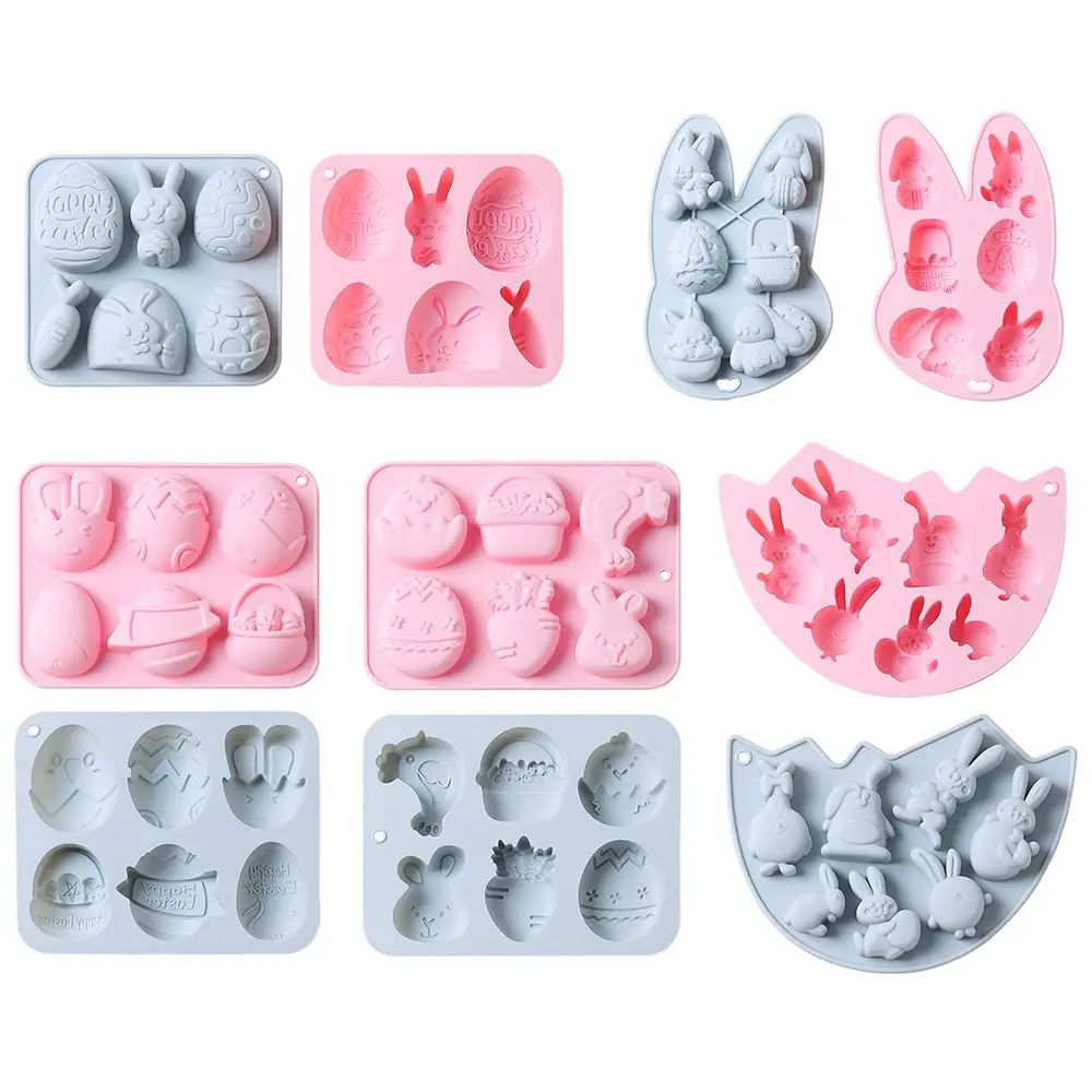 

Happy Easter Mold Bunny Easter Eggs Silicone Mold Chocolate Jelly Pudding Cake Decoration Mold Household Kitchen Party Easter