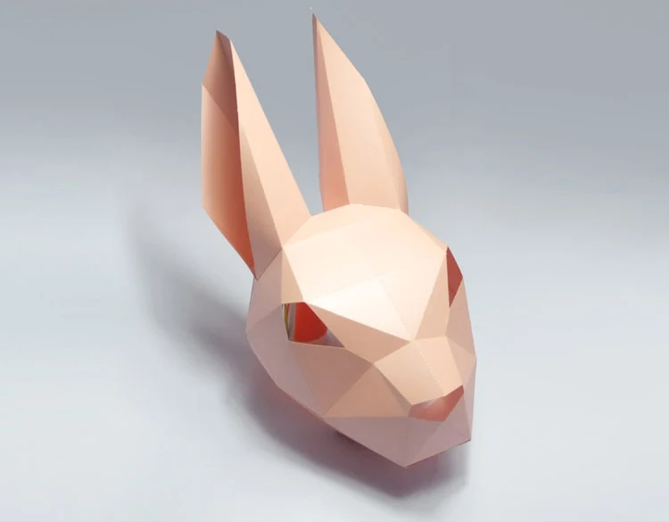 Предварительно вырезанная бумажная маска 3D кролик костюм на Хэллоуин Косплей
