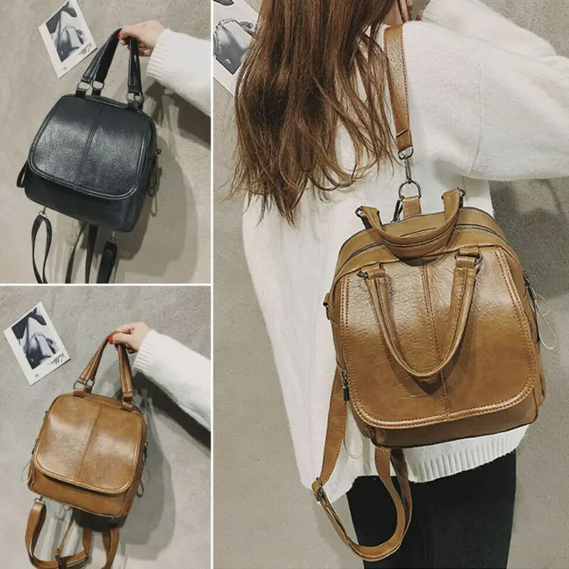 

Women Solid Color Backpack Shoulder Bag Handbag Satchel Ladies Small Travel Bag