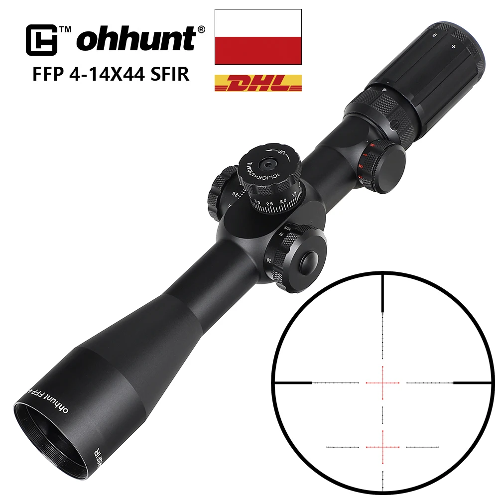 Отправка из Польши ohhunt первый фокусный самолёт прицел 4-14x44 со стеклянной