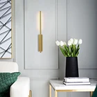 Современный креативный металлический светодиодный настенный светильник золотистого цвета для спальни, гостиной, столовой, фойе для ванных и туалетных комнат, тумбочка, настенный светильник в скандинавском стиле