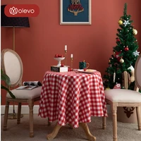 christmas red plaid table cloth set round tablecloth nordic art decoration accessories side home kitchen new years maps