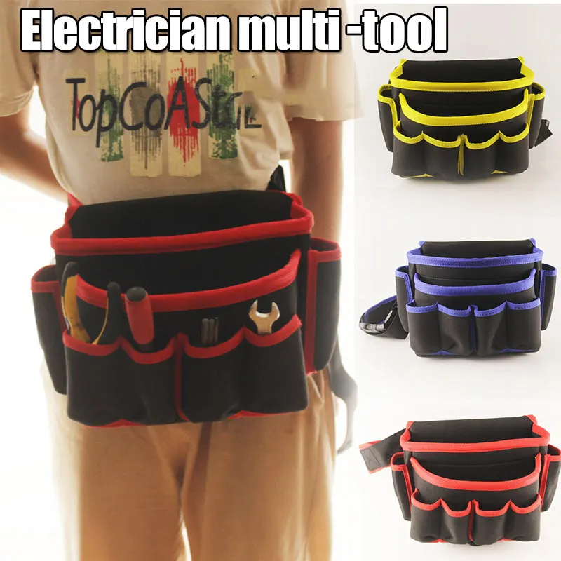 

Durable Electrician Tool Waist Bags Hardware Construction Pouch With Waist Belt Adjustable Strap Herramientas Dropshipping-V12