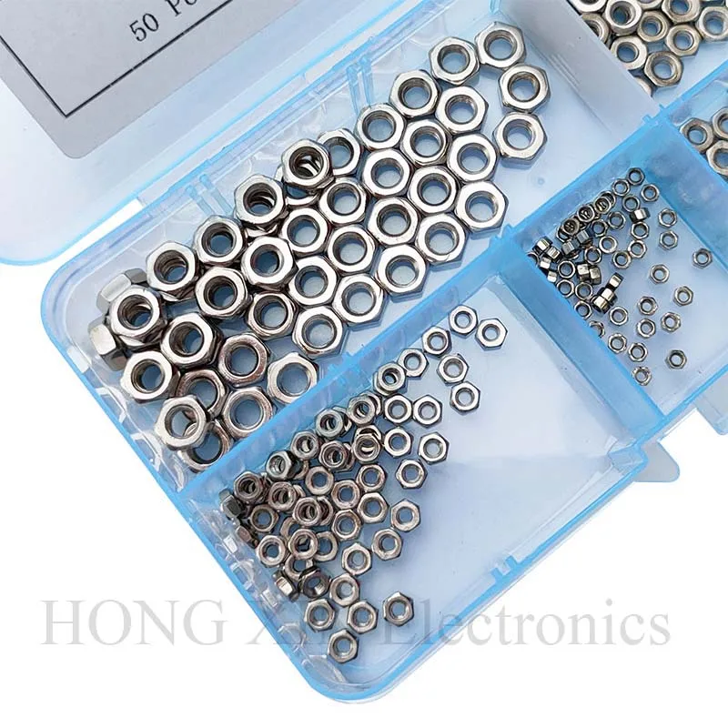 Набор шестигранных гаек из углеродистой стали 250 шт./комплект M1.6 M2 M2.5 M3 M4 |