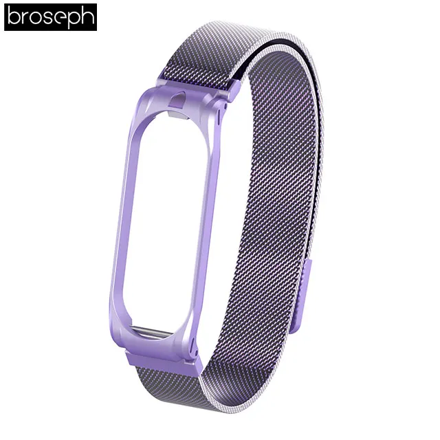 Light Purple Mi lanese ремешок для часов Xiaomi mi Band 3 4 спортивные ремешки из нержавеющей стали для mi band 3 4 Смарт часы браслет аксессуары - Цвет ремешка: Light Purple