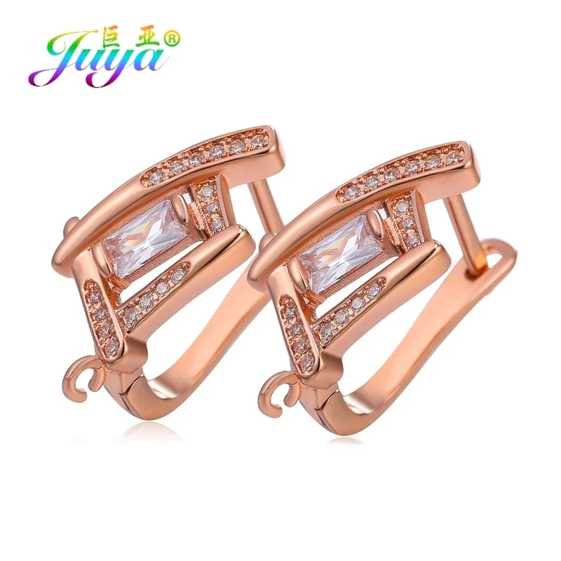 Rose Gold Juya DIY для женщин изготовление сережек ручной работы материал медь креативный замок для сережек основные серьги крючки Аксессуары - Цвет: Rose Gold