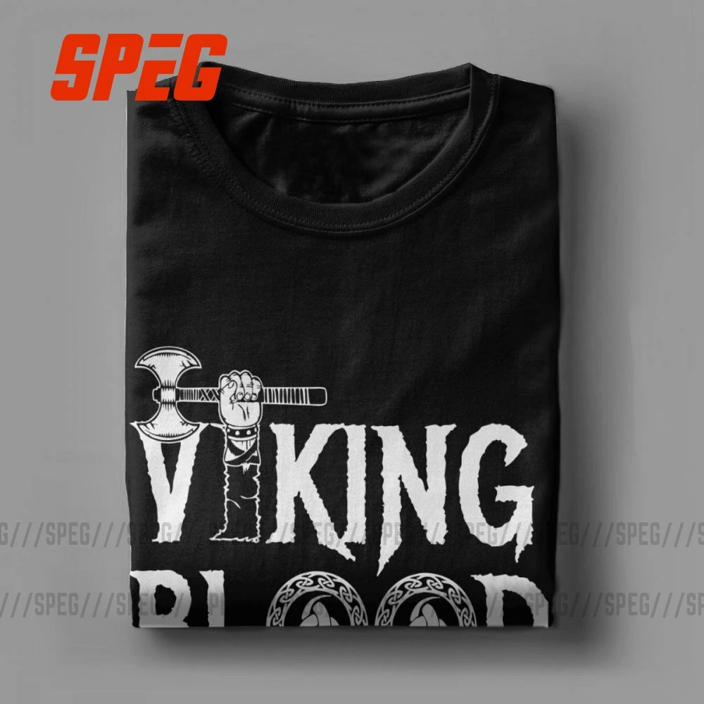 Футболки Vikings кровь пробегает в моем тейне топы для взрослых 100% хлопок мужские