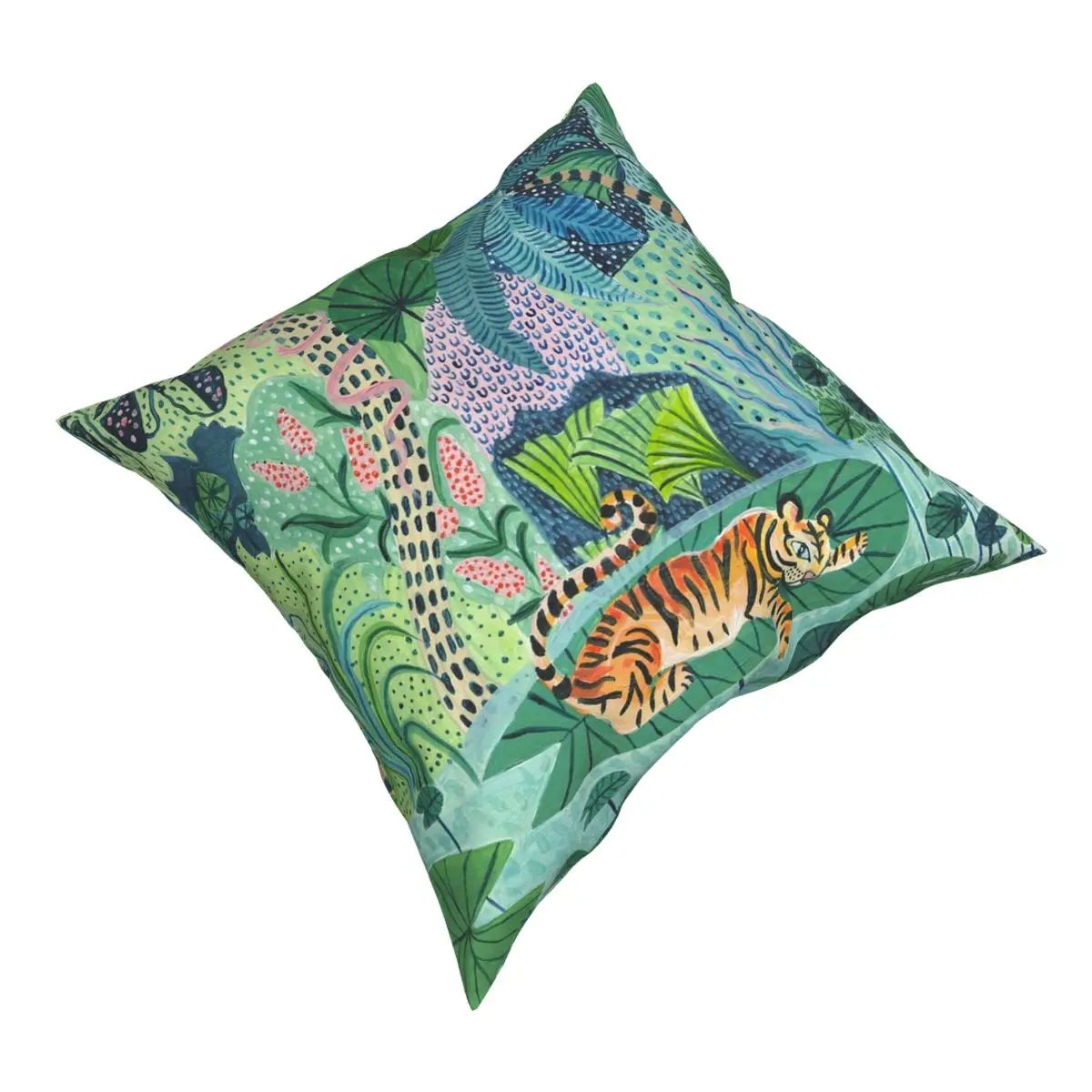 Джунгли тигр квадратная Подушка Чехол Ткань полиэстер с принтом на молнии Декор
