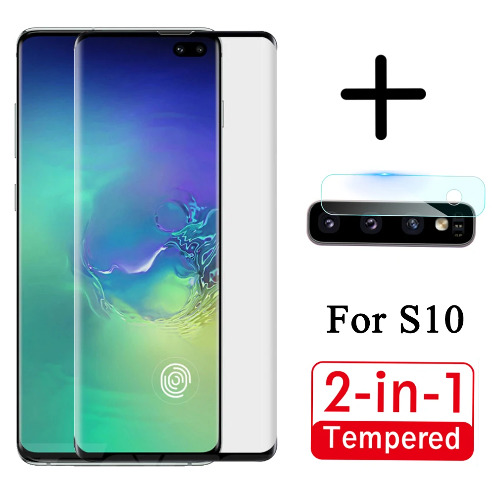 2 в 1 Защитное стекло для экрана и объектива камеры защитный чехол Galaxy S10 Plus