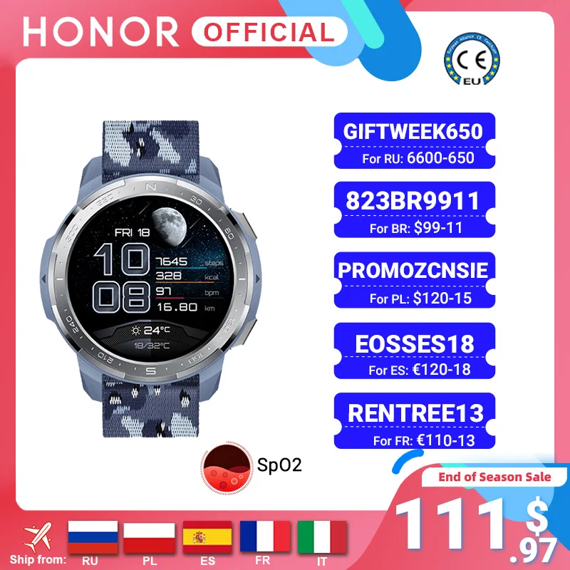 Умные часы Honor Watch GS Pro глобальная версия дюйма AMOLED экран пульсометр мониторинг