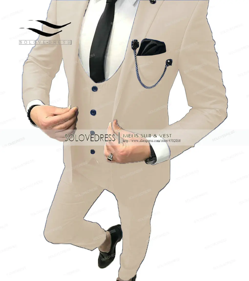 

Solovedress Mens Suit Formal Business Slim Fit 3 Pieces Flat Solid Tuxedos Jacket Waistcoat Wedding(Blazer+Vest+Pants)