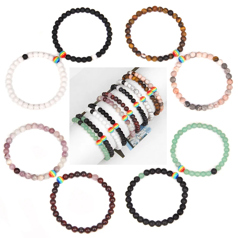 

2pcs/set Couple Bracelets Tiger Eye Bloodstone Lava Handmade Natural Stone Bracelets Set Lover Relationship Valentine's Day Gift