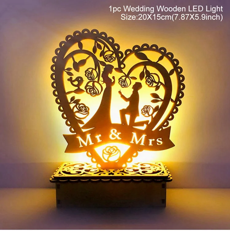 Wooden night light A QIFU рустикальная Свадебная карта свадебное оформление коробки винтажный свадебный стол Свадебный декор для свадеб аксессуары Mr Mrs Свадебное кружево - Цвет: Wooden night light A