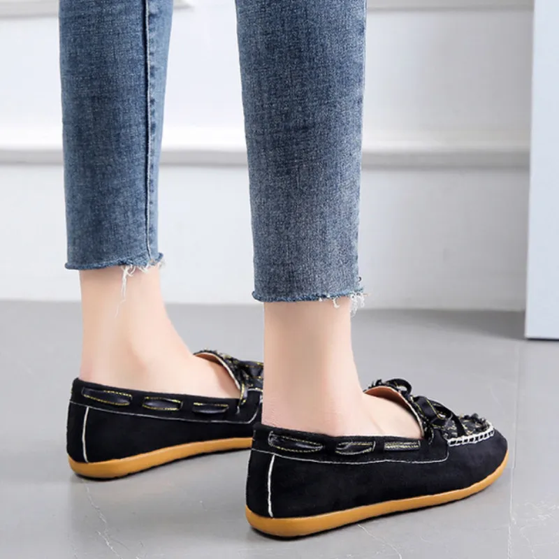 

2021 New Flat Shoes Comfortable Women's Soft-soled Linen Mom Shoes Woman Bow Casual Shallow Leather Women's Unit Size 35-40