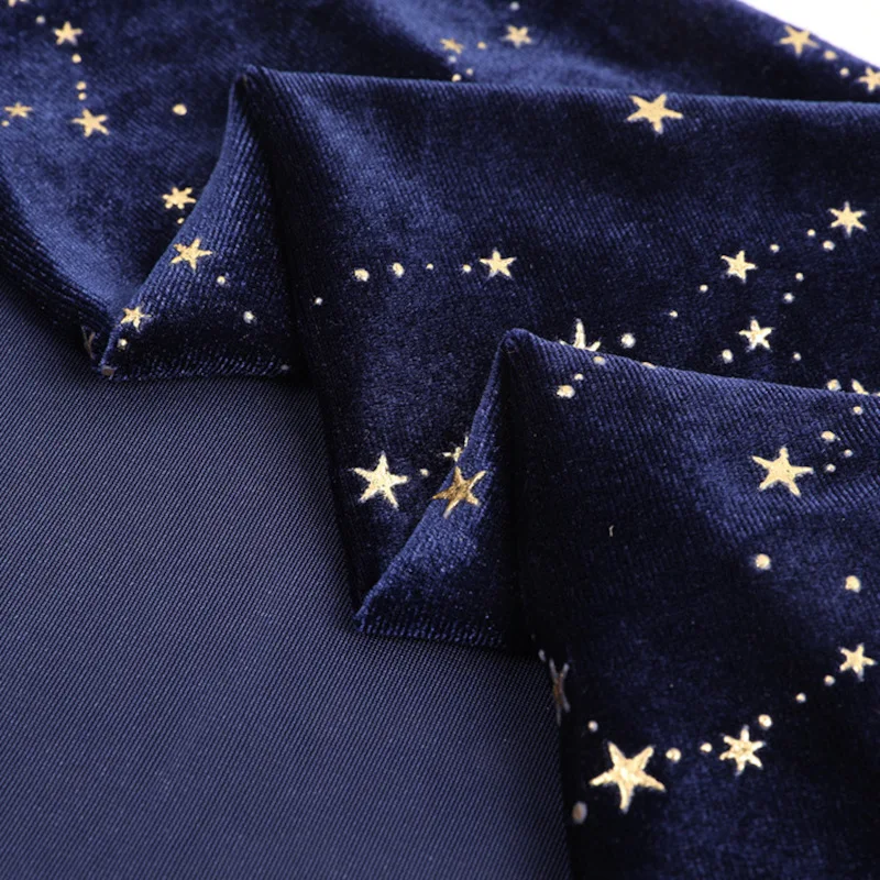 Роскошная дробленая бархатная ткань для обивки с золотым узором в виде звезд