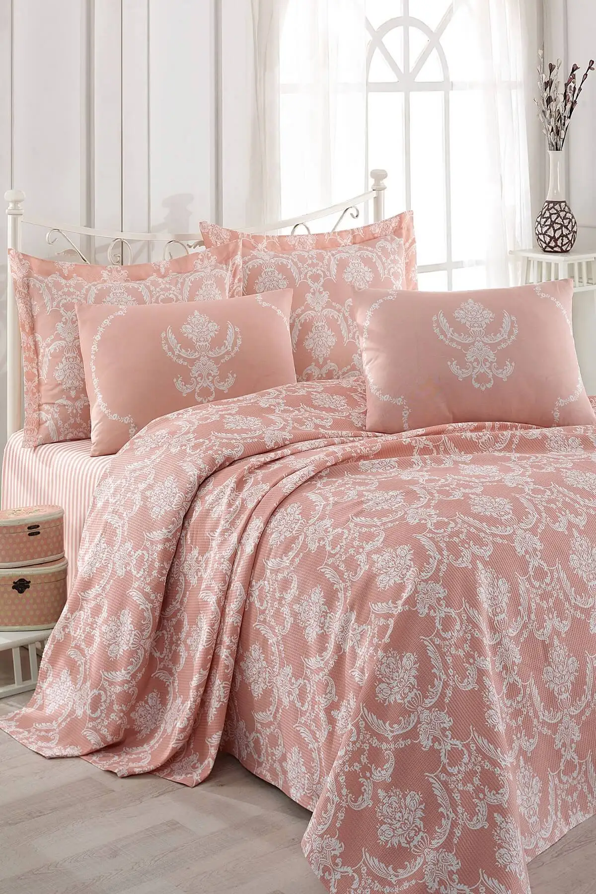 

Double printed pique set Pure powder cotton 200 x white white pink pique & pique bedroom textile home &