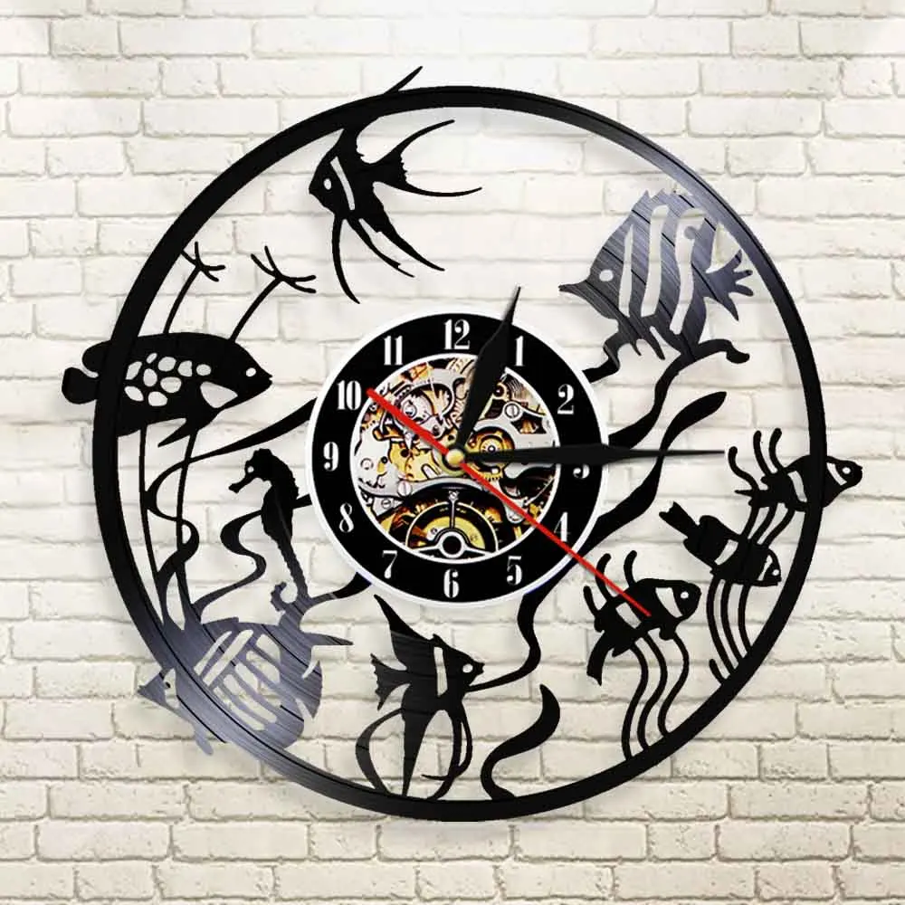 Настенные часы с изображением золотой рыбки минимальный домашний декор