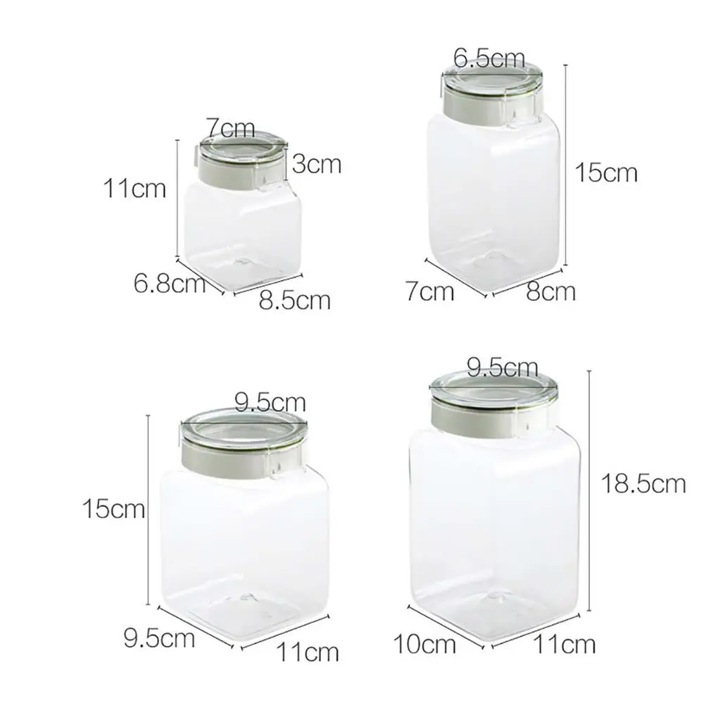 

300/500/1100/1400ML Plastic Clear Container With Cover Kitchen Whole Grains Storage Box Food Storage Tank