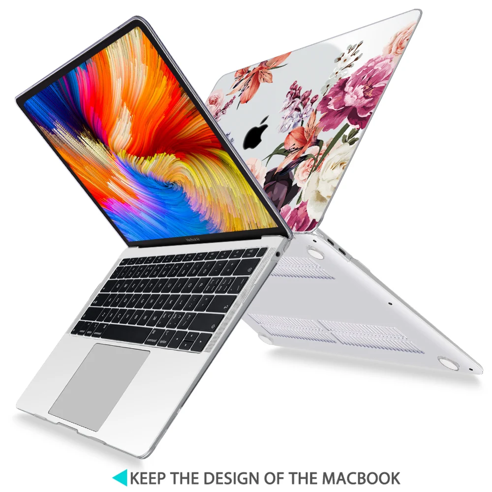 Цветочный мягкий на ощупь пластиковый жесткий чехол для MacBook Air Pro Retina 11 12 13 14 16