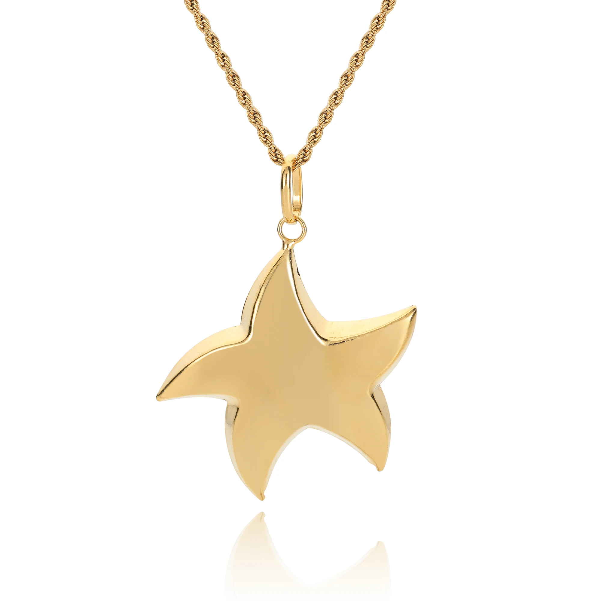 

Sparkling Pure Gold Vacuum Plating Charm Dubai Africa Star Necklace Pendant For Men Women' Jewelry