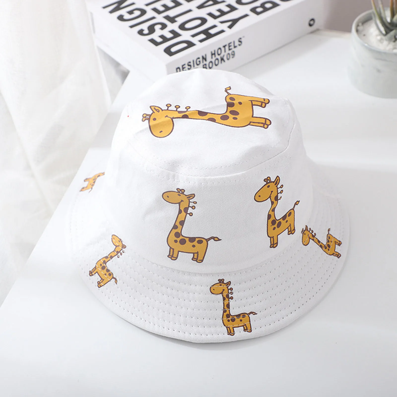 

Summer 1-4y Baby Sun Hat Anti-uv Giraffe Pattern Summer Boys Girls Kids Children Fold Sun Fishing Fisherman Hat