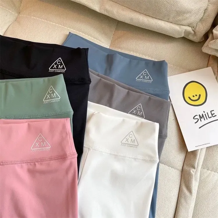 Детские однотонные леггинсы для девочек 2021 летние спортивные укороченные брюки