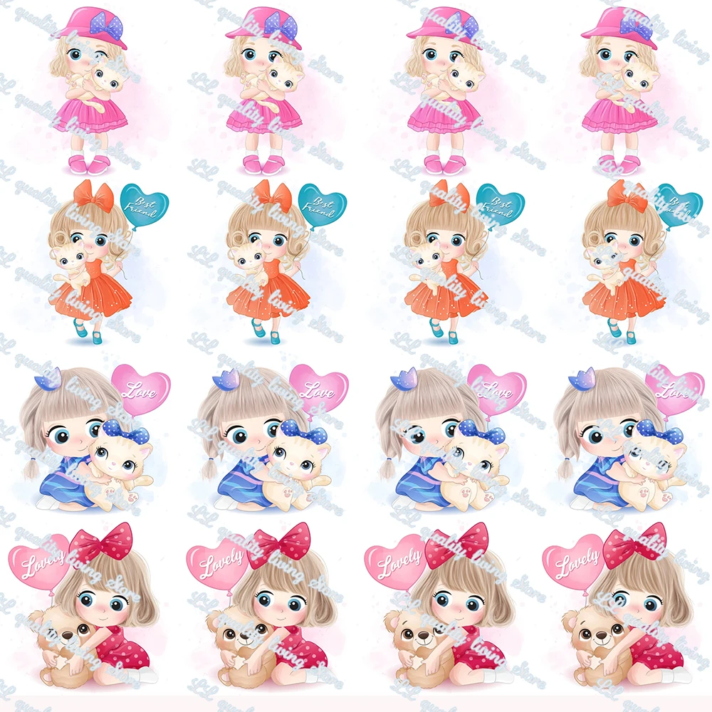 

WL 16mm 22mm 25mm 38mm 50mm 75mm Cartoon Girl&Cat Print Grosgrain Ribbon Diy Handmade Animal Collar Party Decoration