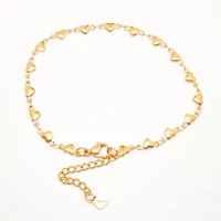 304 stainless steel anklet for women gold color heart chain anklet bracelets on the leg accessories beach foot jewelry 1 piece