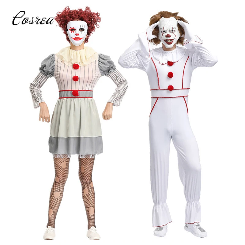 

Halloween Tephen King It Pennywise The Clown Costume Female Joker Costume Carnival Fancy Party Dress Up Outfit Pennywise Mask