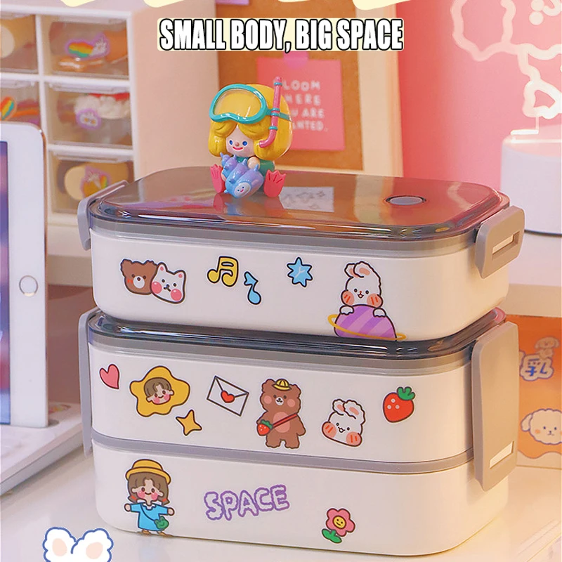 

Organizer Lunch Box Container Acciaio Double Layer Lunch Box Container With Cover Compartment Storage Breakfast Boxes