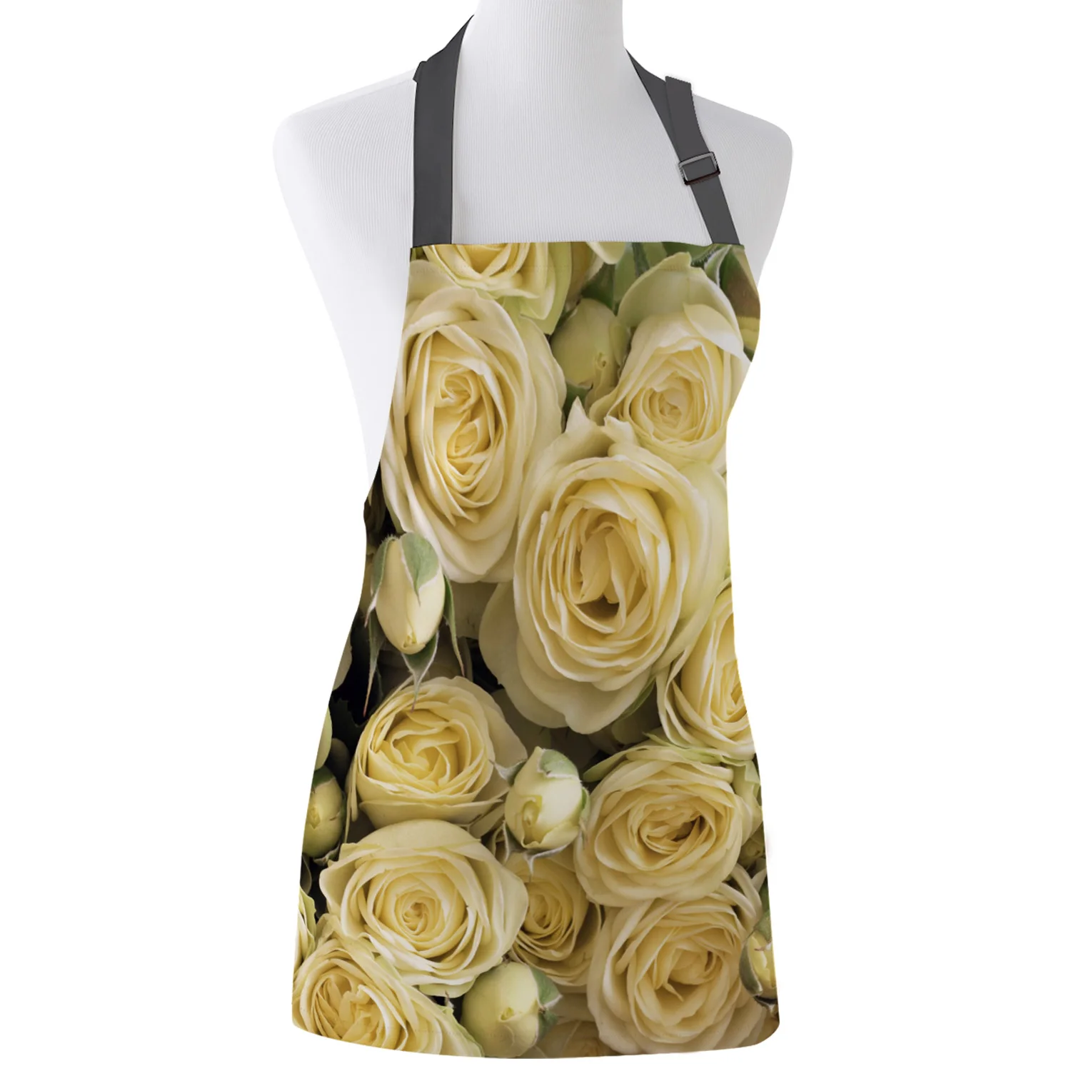 

Yellow Rose Romantic Plant Print Apron Print Unisex Kitchen Bib with Adjustable Neck for Cooking Gardening